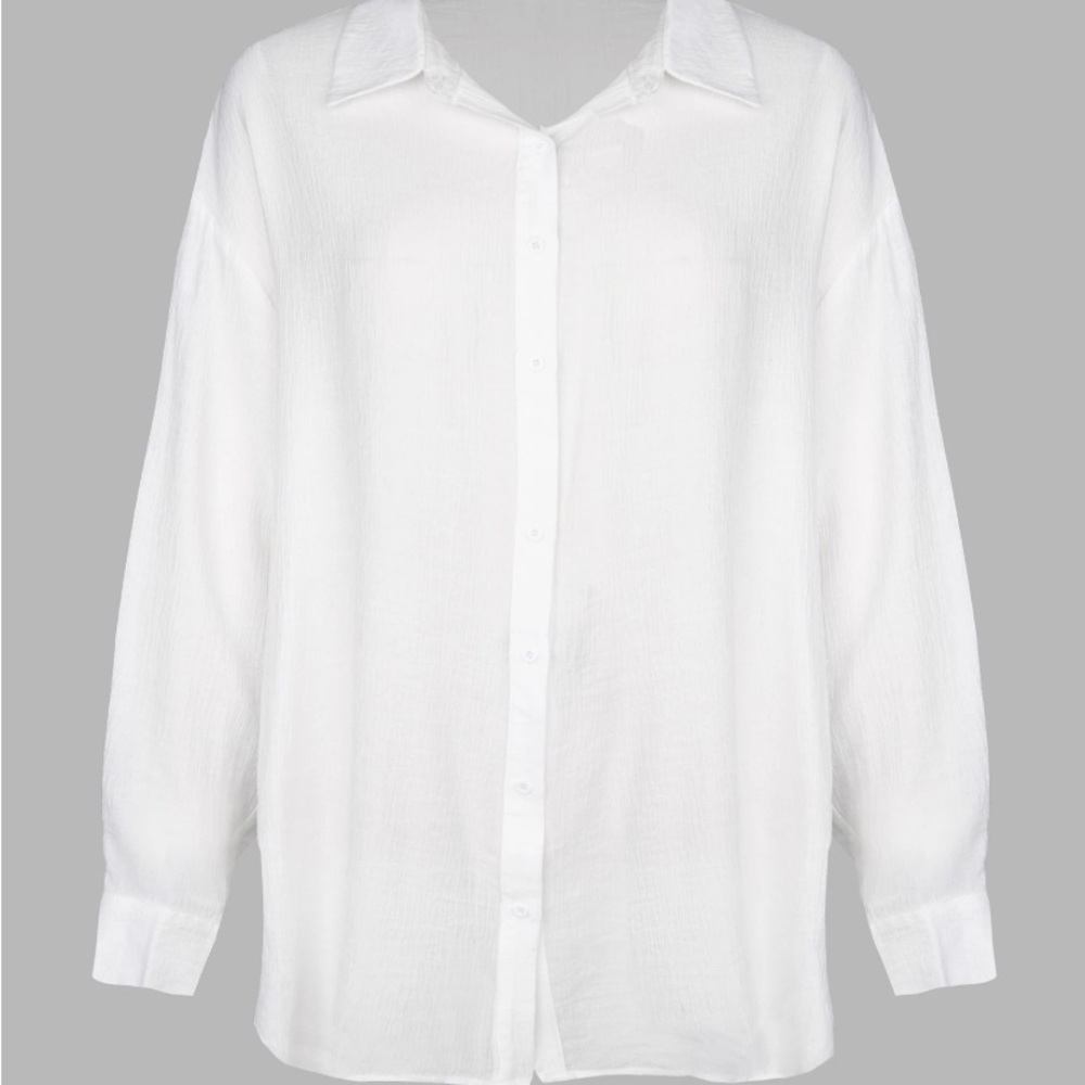 Cupshe X STASSIE Escape Sheer Chiffon Oversized Cover-Up Shirt Size Medium - Picture 4 of 9
